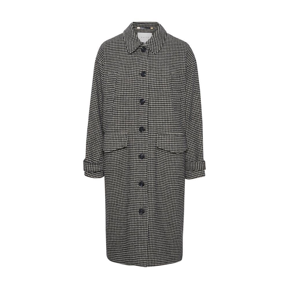 KAFFE Gerly Coat Black/Beige Mini Check