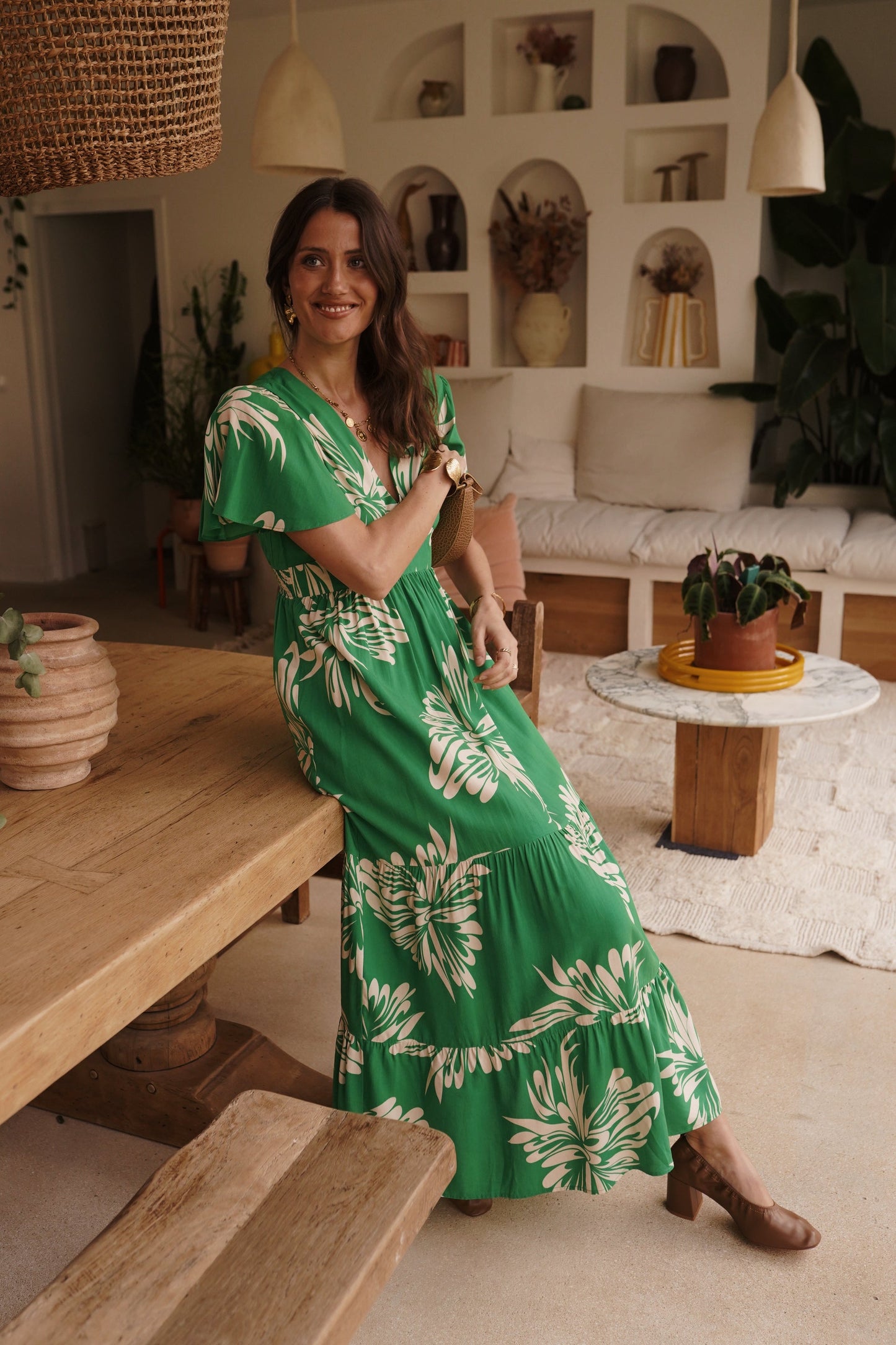Cecilia Print Dress in Green