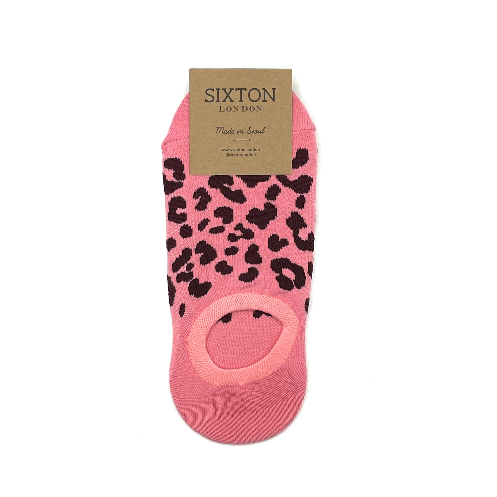 Sixton Leopard print trainer socks: Pink