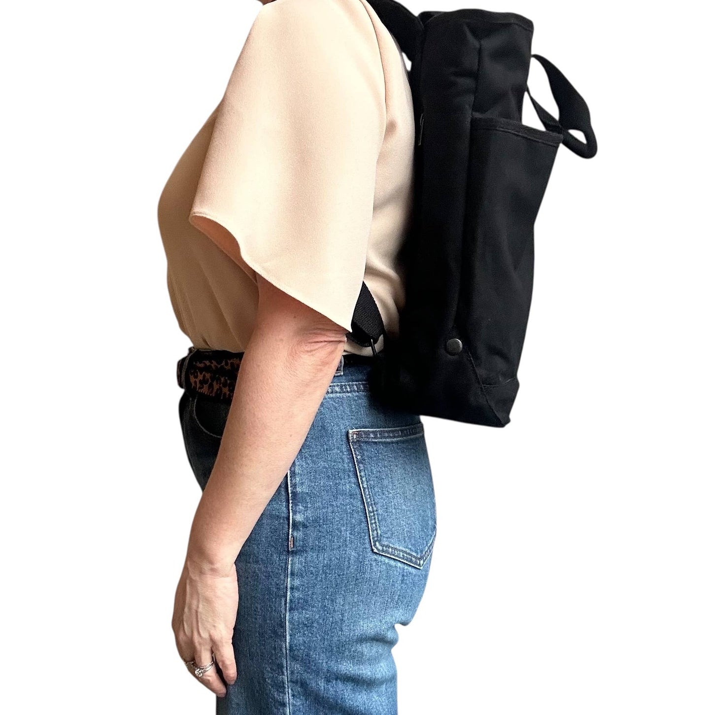 Sixton London Black Backpack- Plain Cotton Canvas
