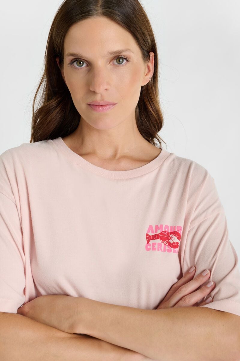 Les Temps Perises Lobster T-shirt in Lotus Pink