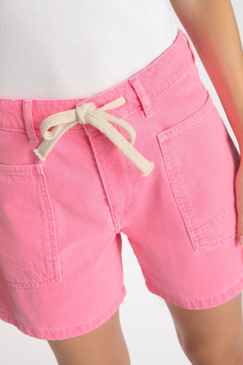 Les Temps Perises Mado Denim Shorts in Fluro Pink