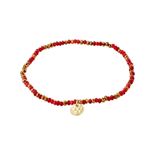 PILGRIM INDIE bracelet red, gold-plated