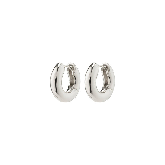 Pilgrim AICA recycled chunky huggie hoop earrings silver-plated