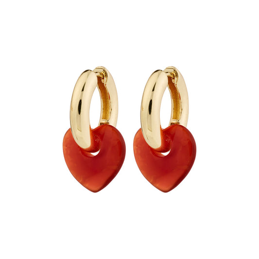 Pilgrim KENDALL earrings gold-plated with little red hearts