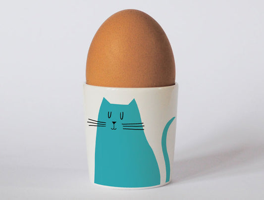 Repeat Repeat Turquoise Sitting Cat Happiness Egg Cup