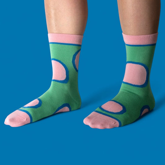 Jess & Lou Colour Pop Circles: Green Ladies Bamboo Socks
