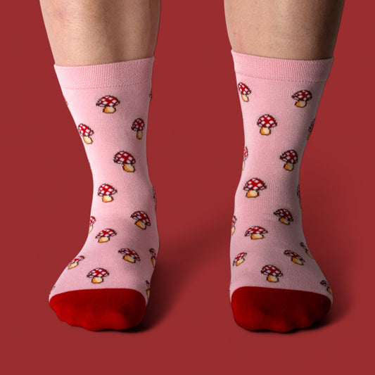 Jess & Lou Marvellous Mushrooms: Pink Ladies Bamboo Socks