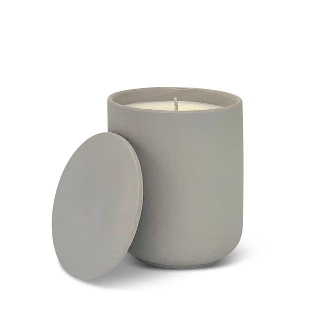 Grey Ceramic Pot Candle with lid Oud & Tabacco Leaf