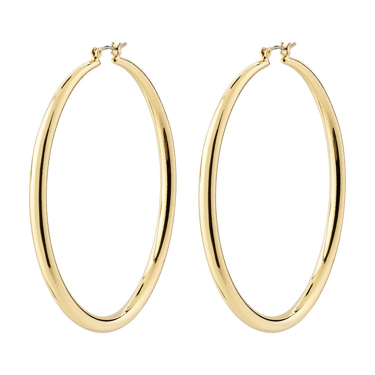 Pilgrim PRIYA recycled large hoop earrings gold-plated