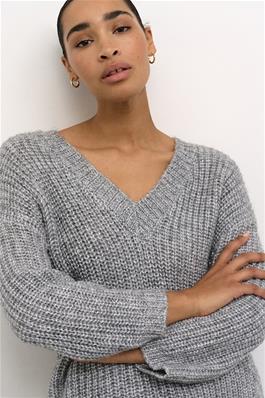 KAFFE Vinda Knit Pullover in Grey Silver Metallic