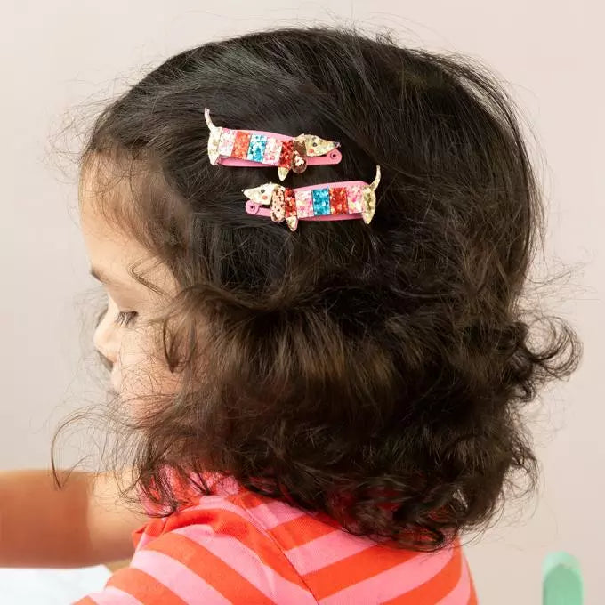 Glitter Hair Clips (Set of 2) - Sausage Dogs