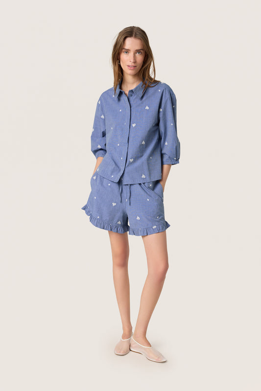 Soaked in Luxury Elly Shirt in Medium Blue Denim