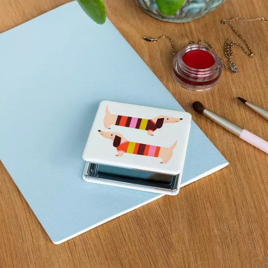 Square Pocket Mirror - Sausage Dog