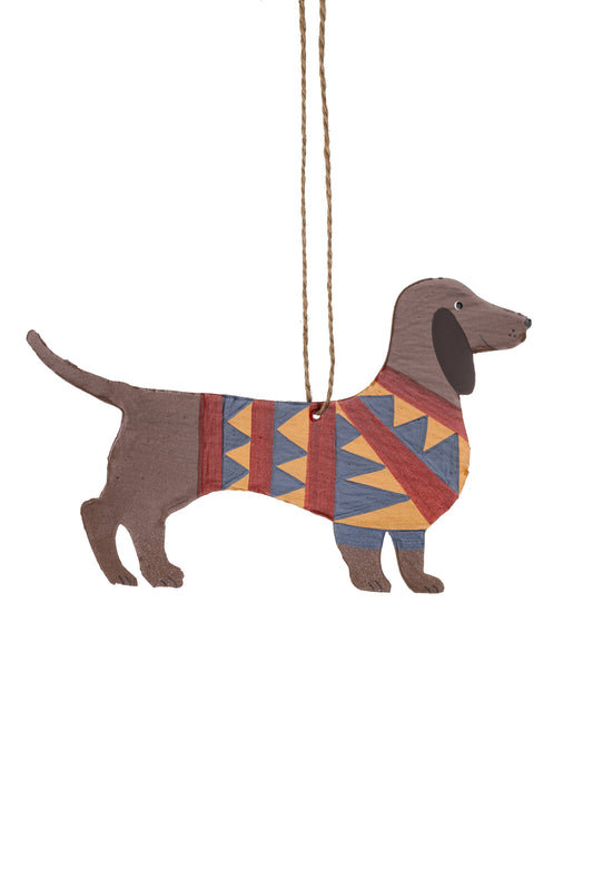 Sausage Dog In Jazzy Jumper Decoration