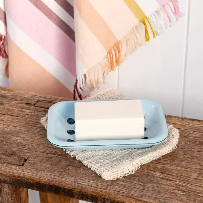 Two-Part Enamel Soap Dish - Blue