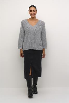 KAFFE Vinda Knit Pullover in Grey Silver Metallic