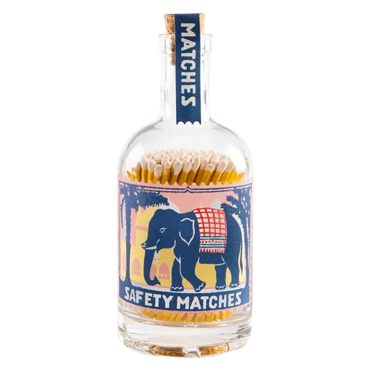Archivist | UK - Pink Elephant Match Bottle | Glass Bottle - Safety Matches