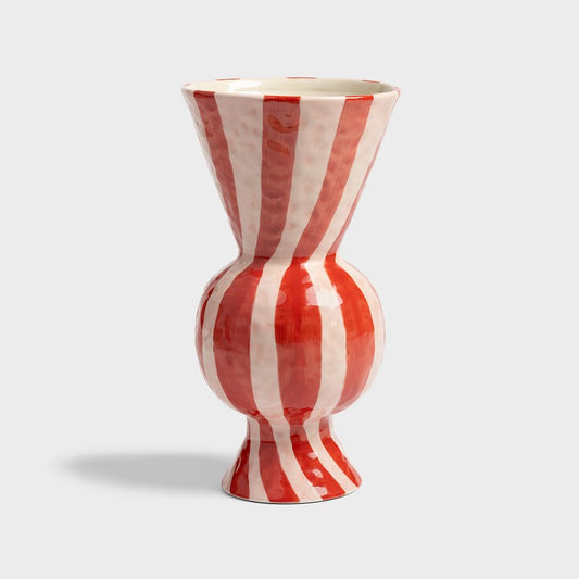 &Kelvering Rhombic Red Vase with stripes