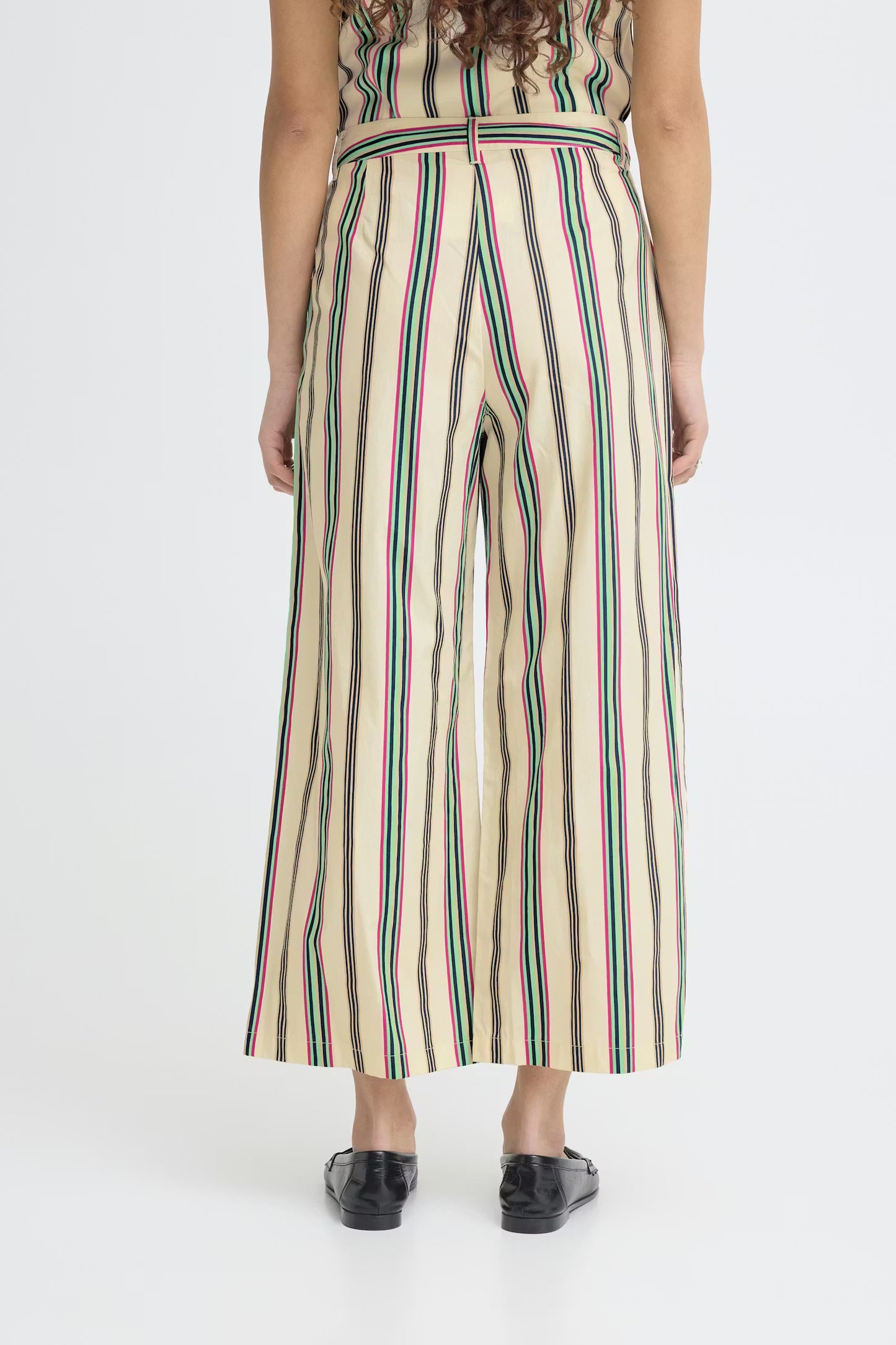 ICHI Leanna Trousers in Multi Stripe & White