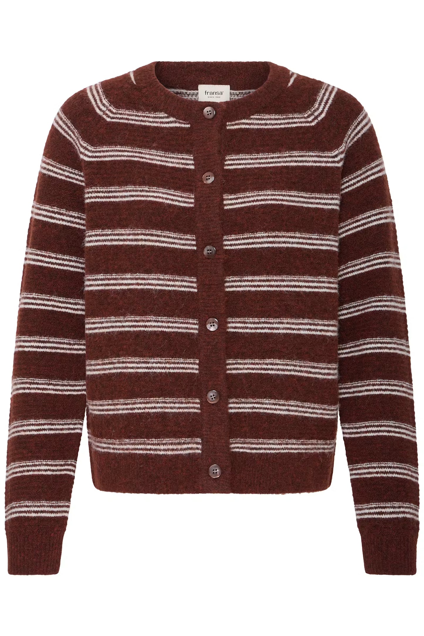 Fransa Kendra Cardigan in Rum Raisin Stripe