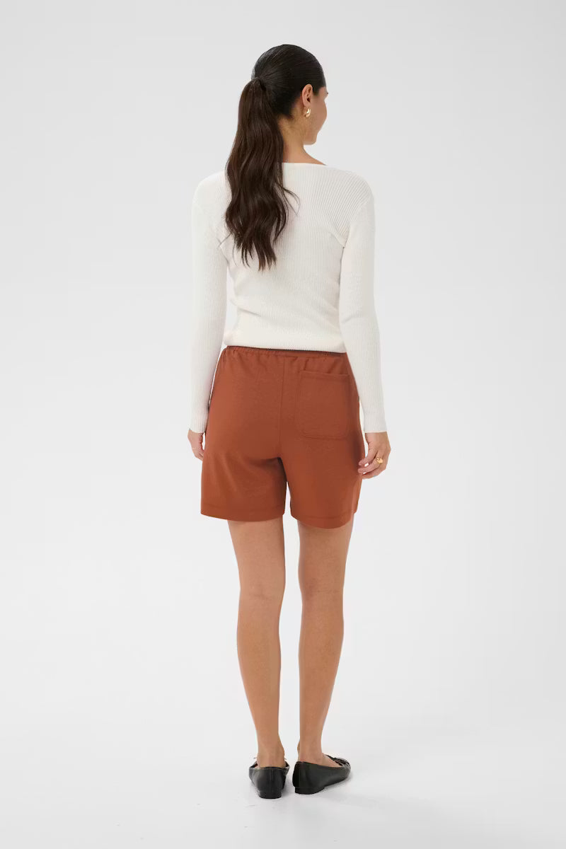 KAFFE Annie Jersey Short in Henna Brown