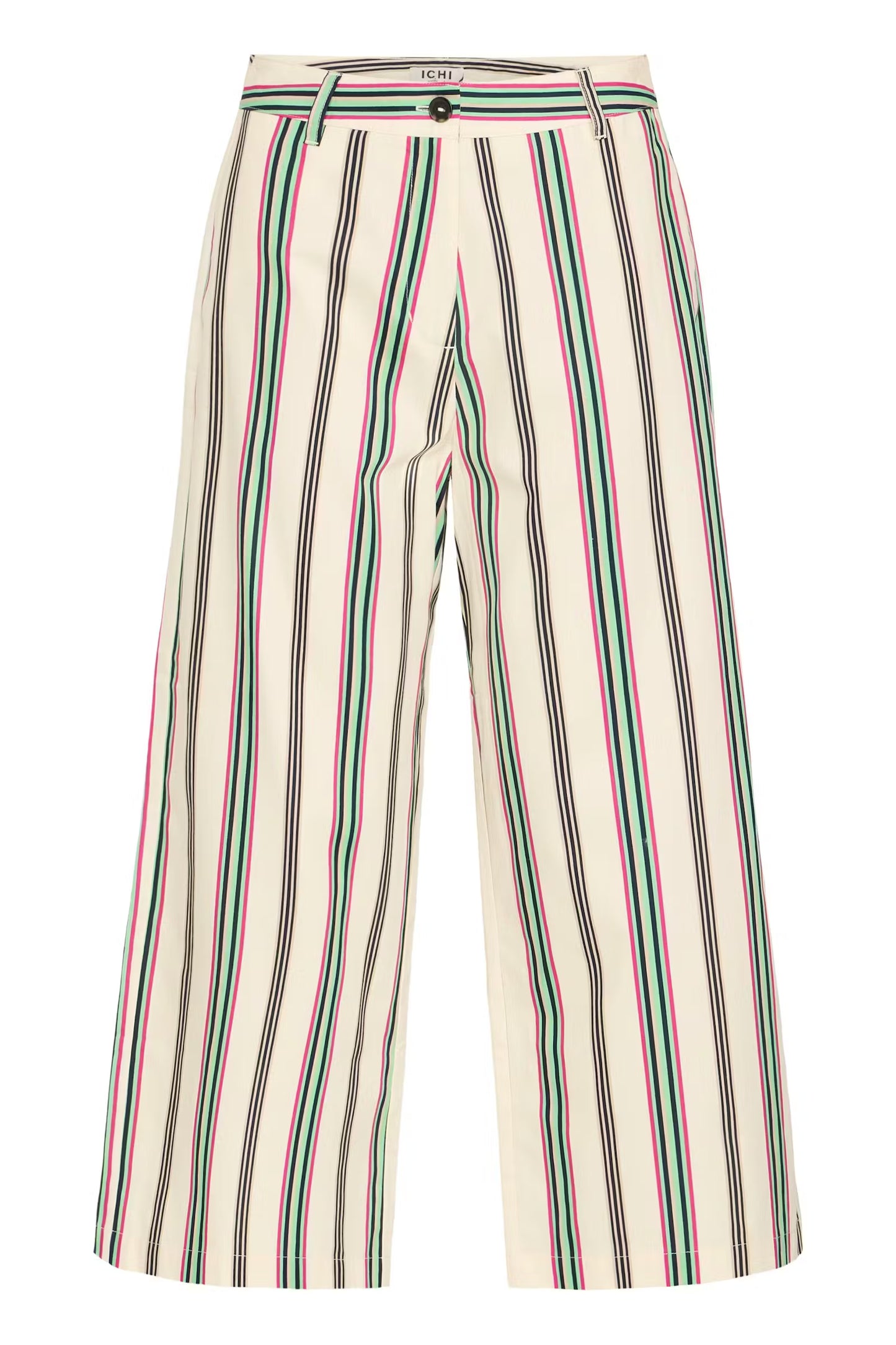 ICHI Leanna Trousers in Multi Stripe & White