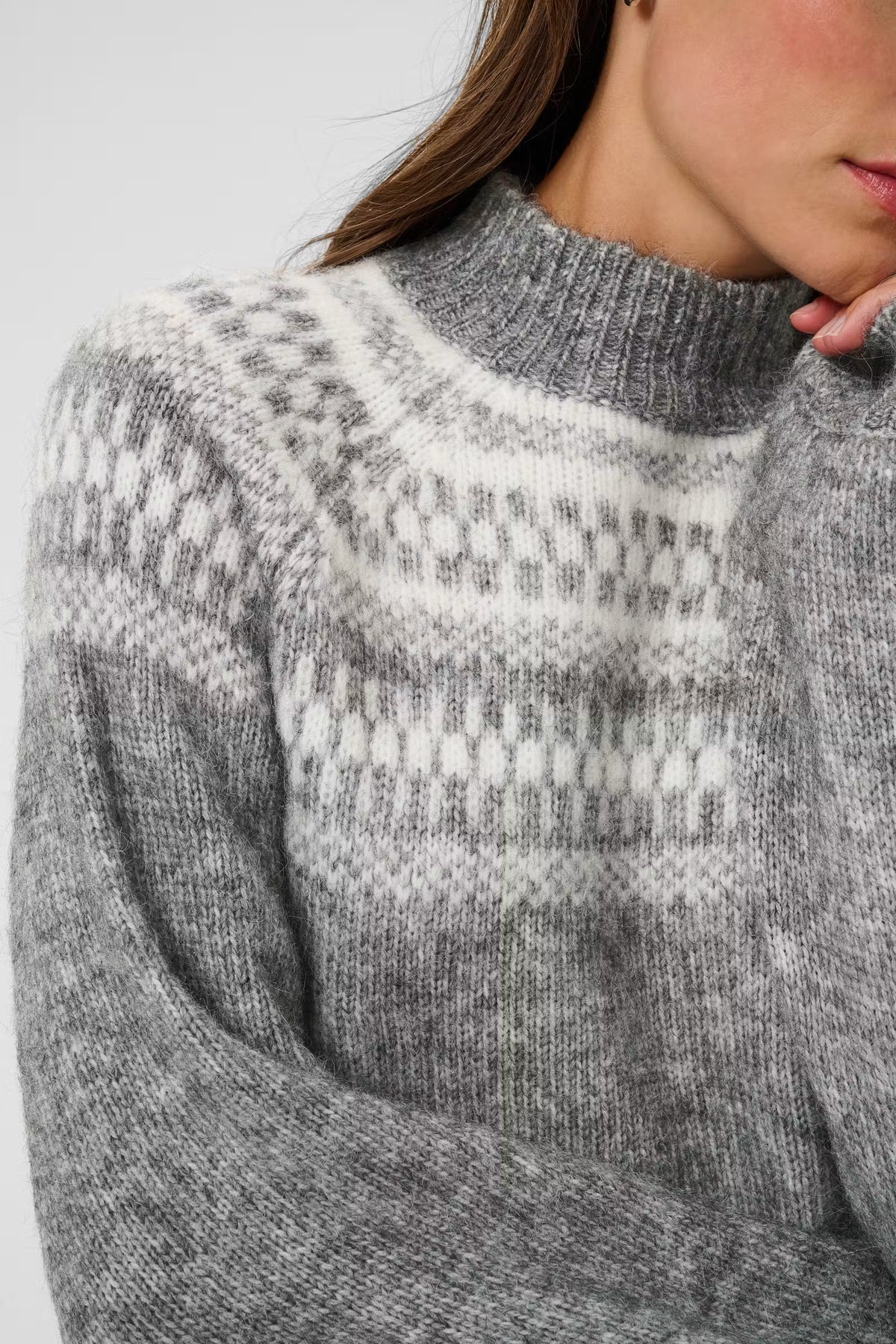 Kaffe Gerda Pullover in Dark Grey Melange/Chalk