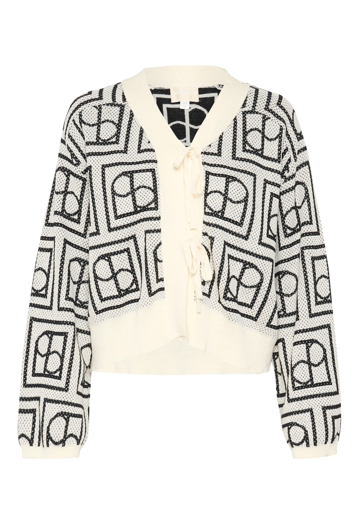 Soaked in Luxury Shonda Cardigan in  White and Black Monogram