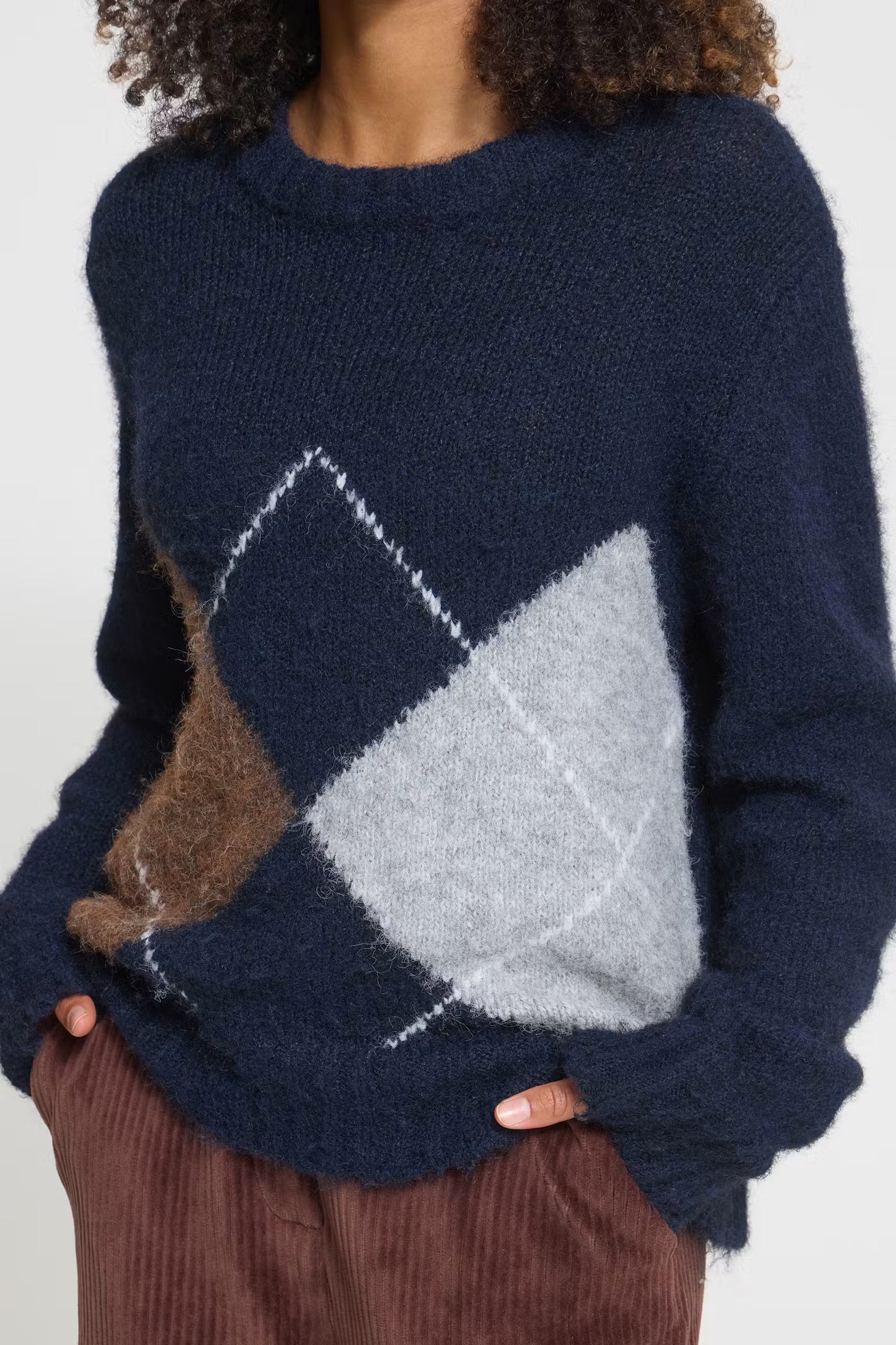 ICHI Bayana LS Jumper in Total Eclipse Harlekin