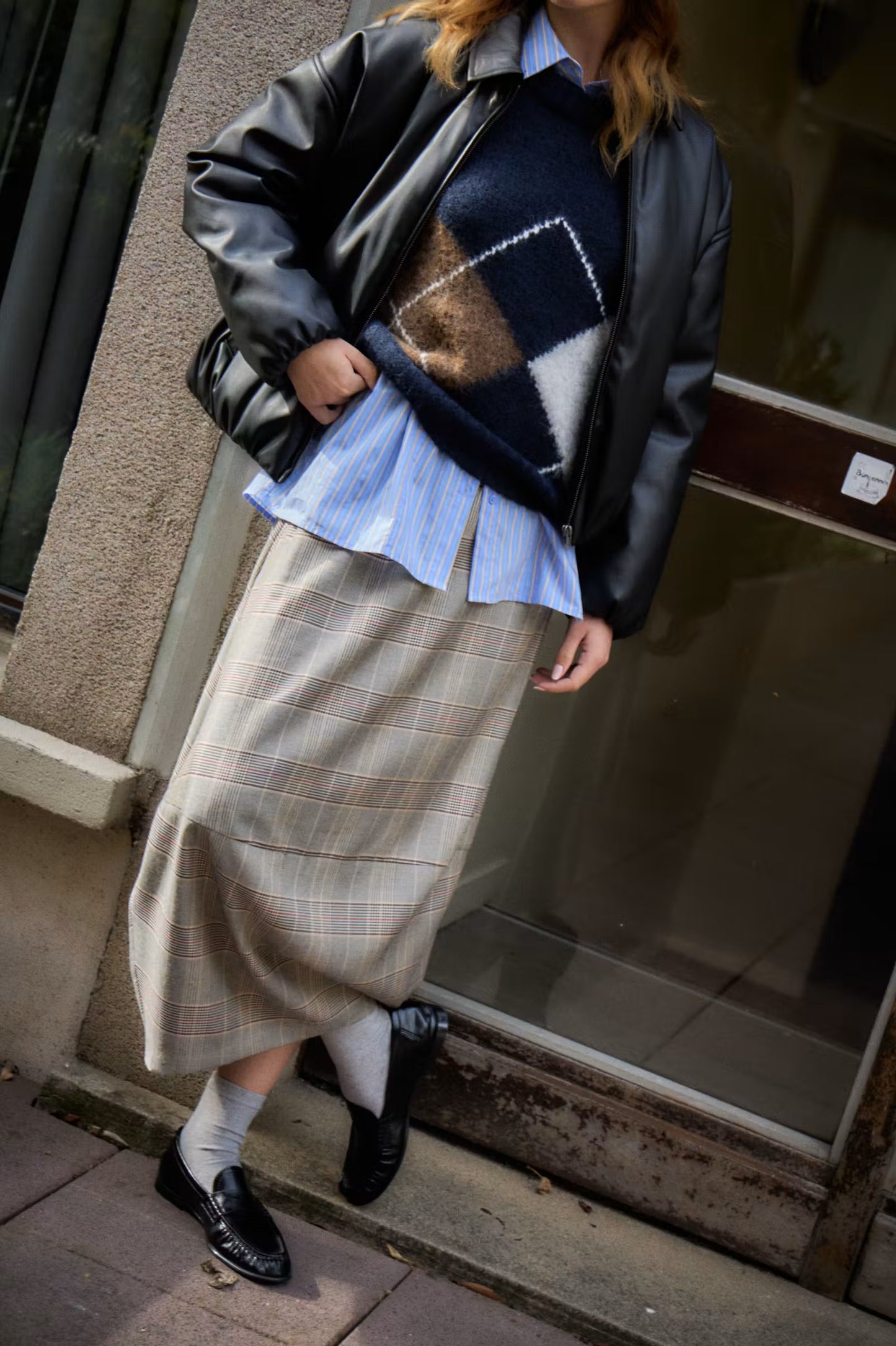 ICHI Bayana LS Jumper in Total Eclipse Harlekin