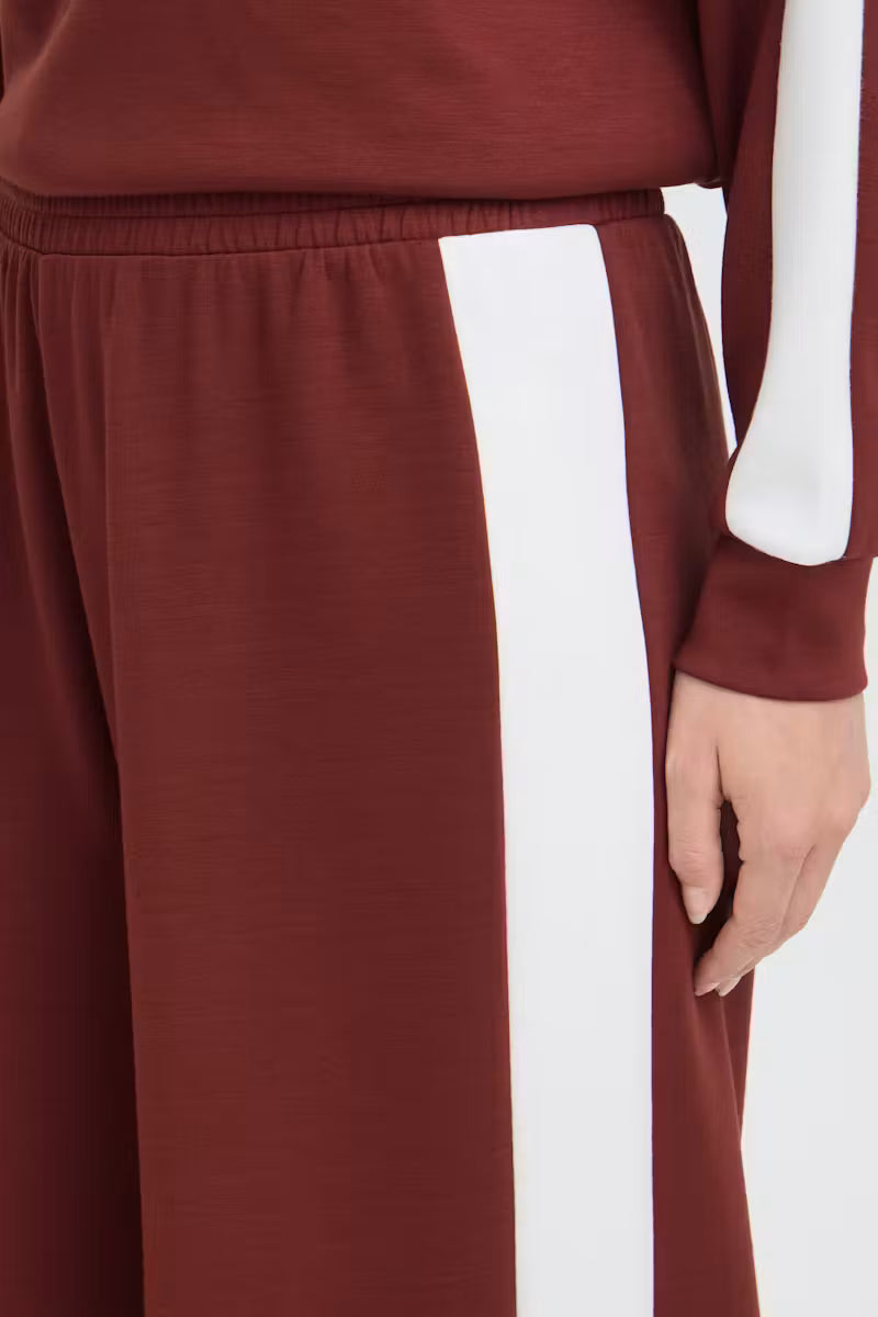Fransa Aurora Pant in Rum with White Contrast Stripe