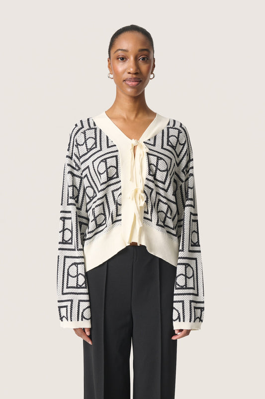 Soaked in Luxury Shonda Cardigan in  White and Black Monogram