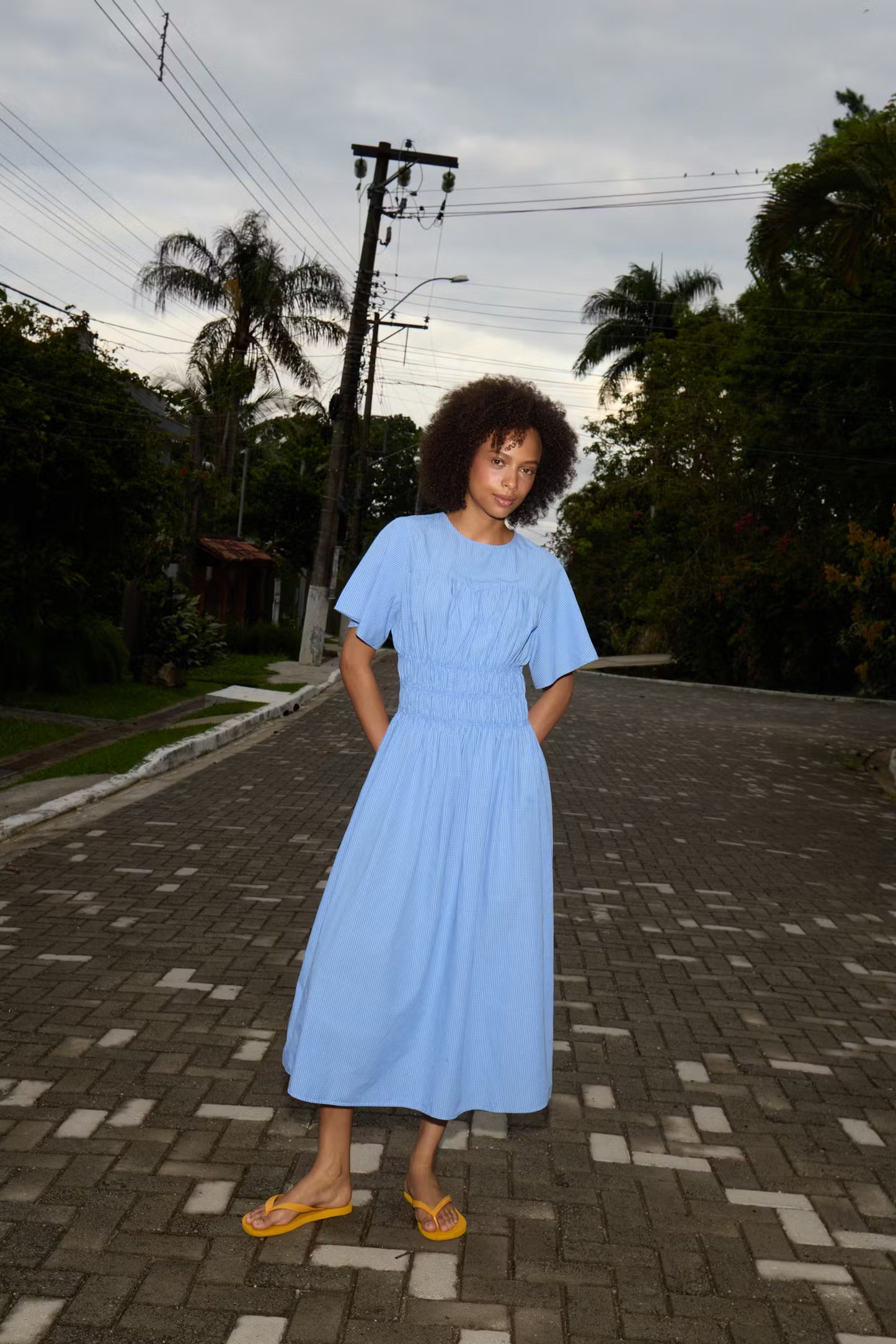 ICHI Wenda Dress in Blue / White Check