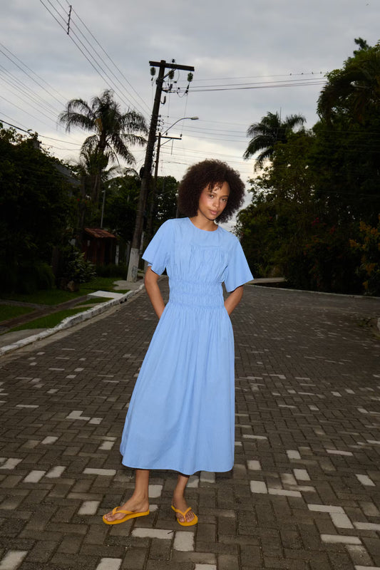 ICHI Wenda Dress in Blue / White Check