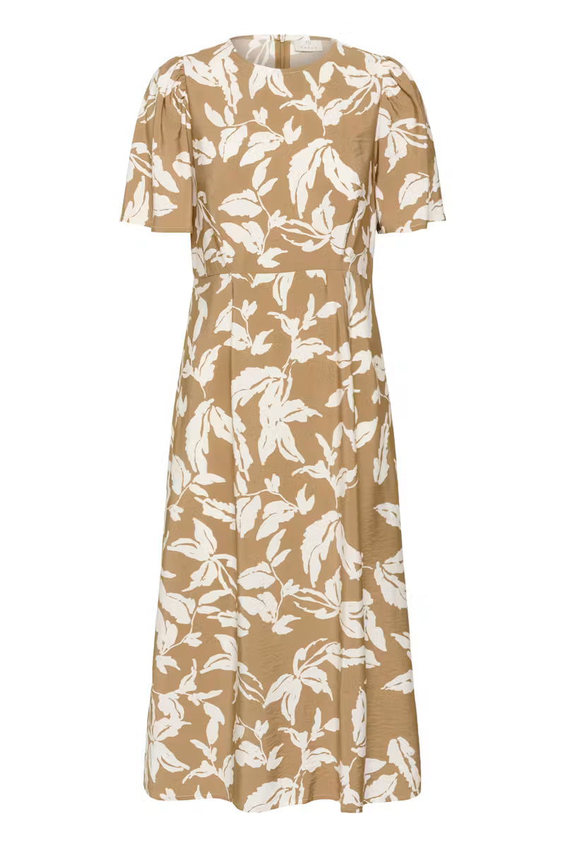 Kaffe Marlo Dress in Oak Chalk Leafs