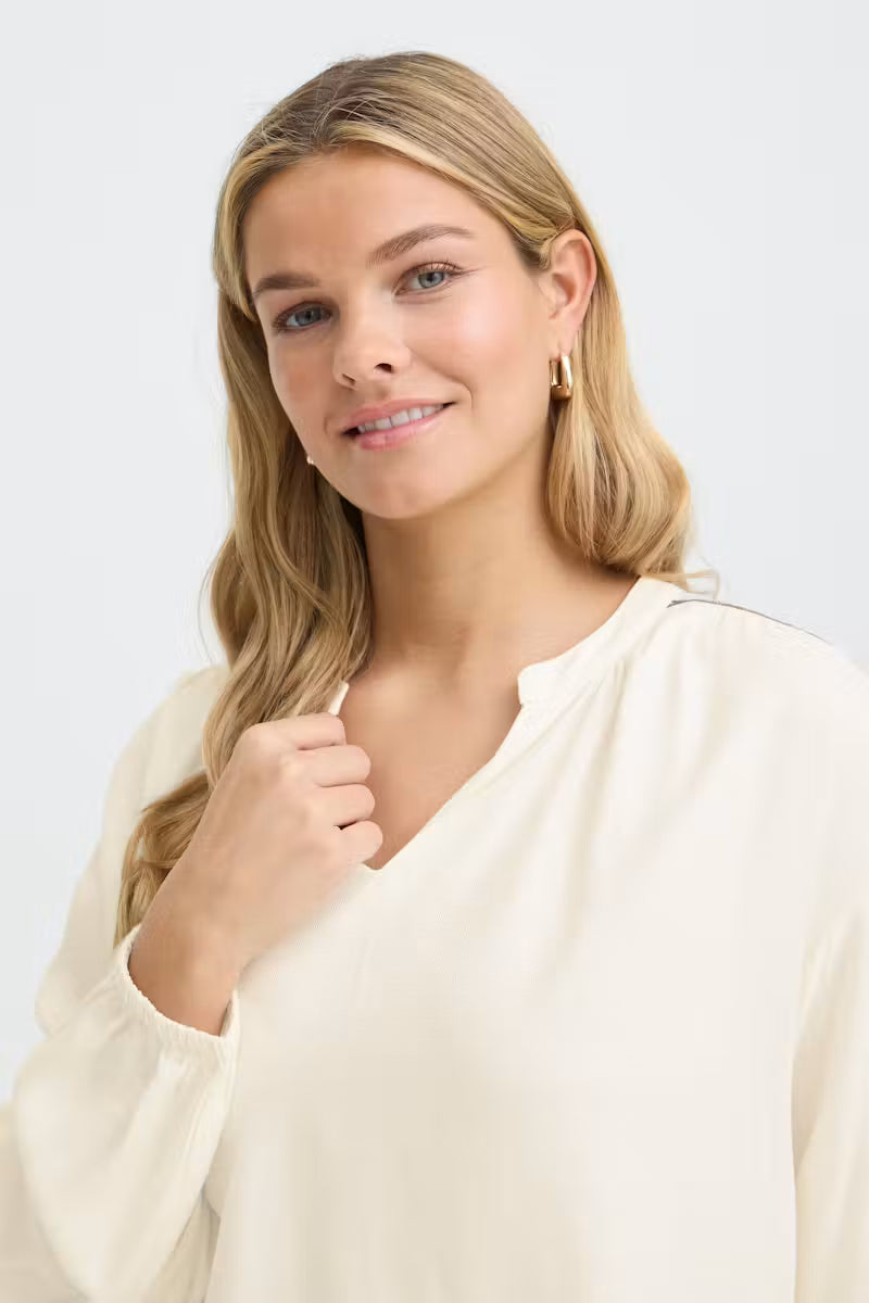 Fransa Helene Blouse in Whisper White