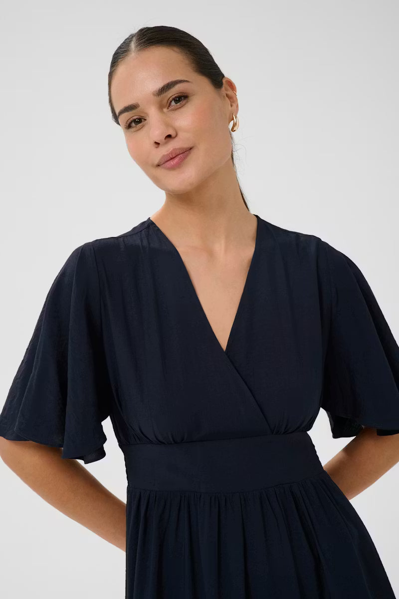 Kaffe Sirena Long Dress in Midnight Marine