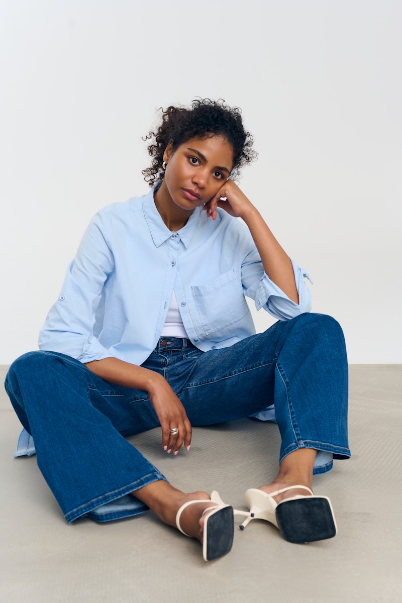 Kaffe Karla HW Wide Jeans in Medium Blue Wash