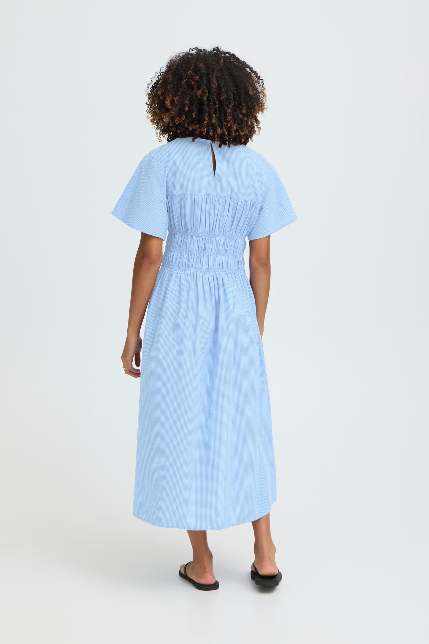 ICHI Wenda Dress in Blue / White Check