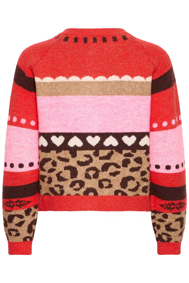 Ichi Lovoni Cardigan in Poinsettia Mulitpattern
