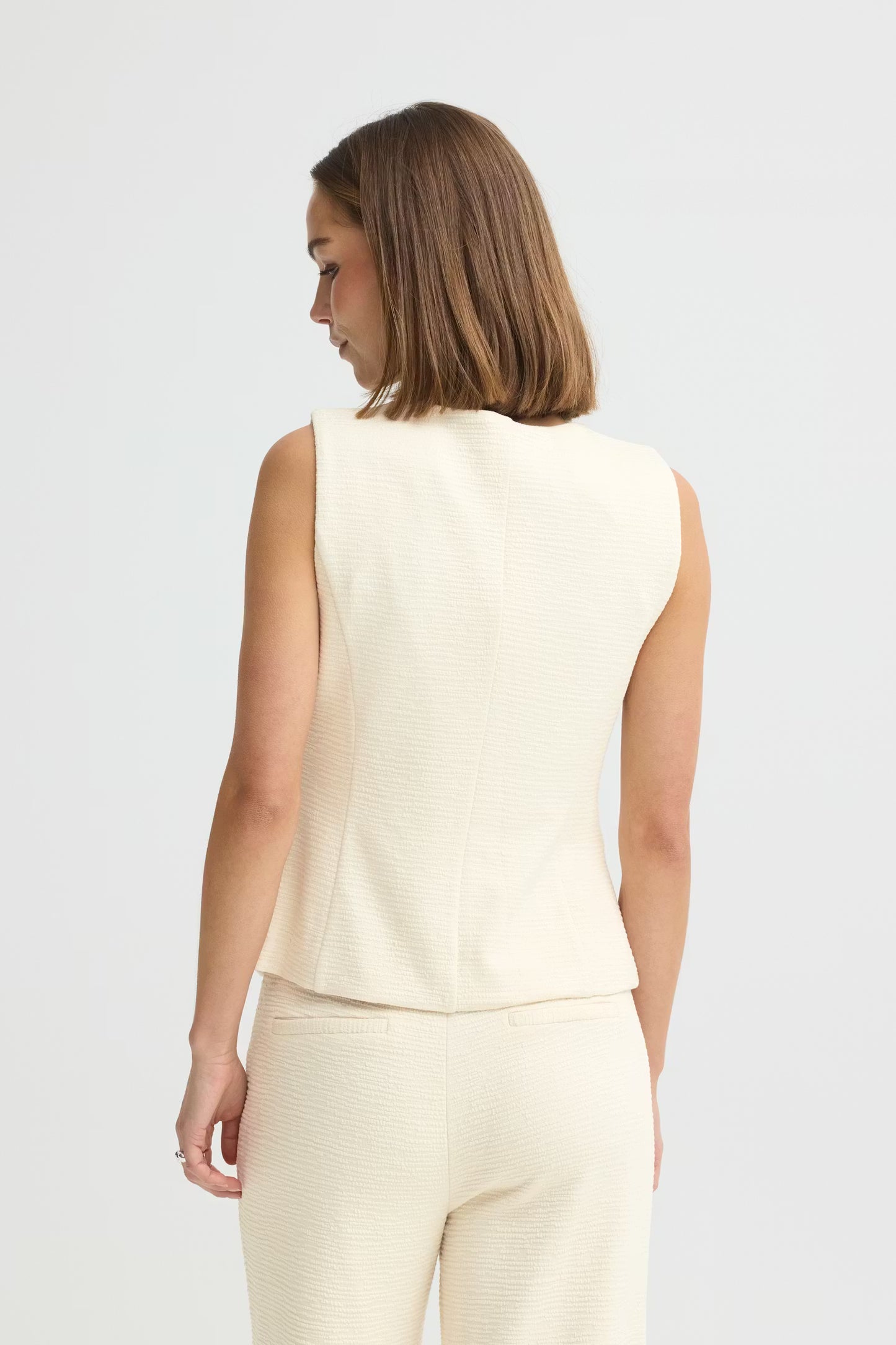 ICHI Kate SS Waistcoat in Almond Milk