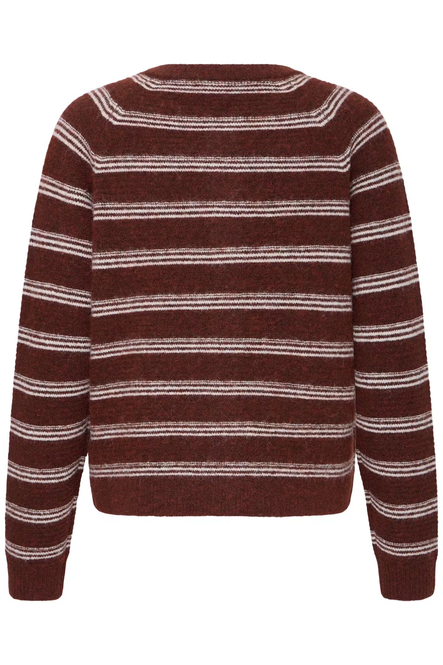 Fransa Kendra Cardigan in Rum Raisin Stripe