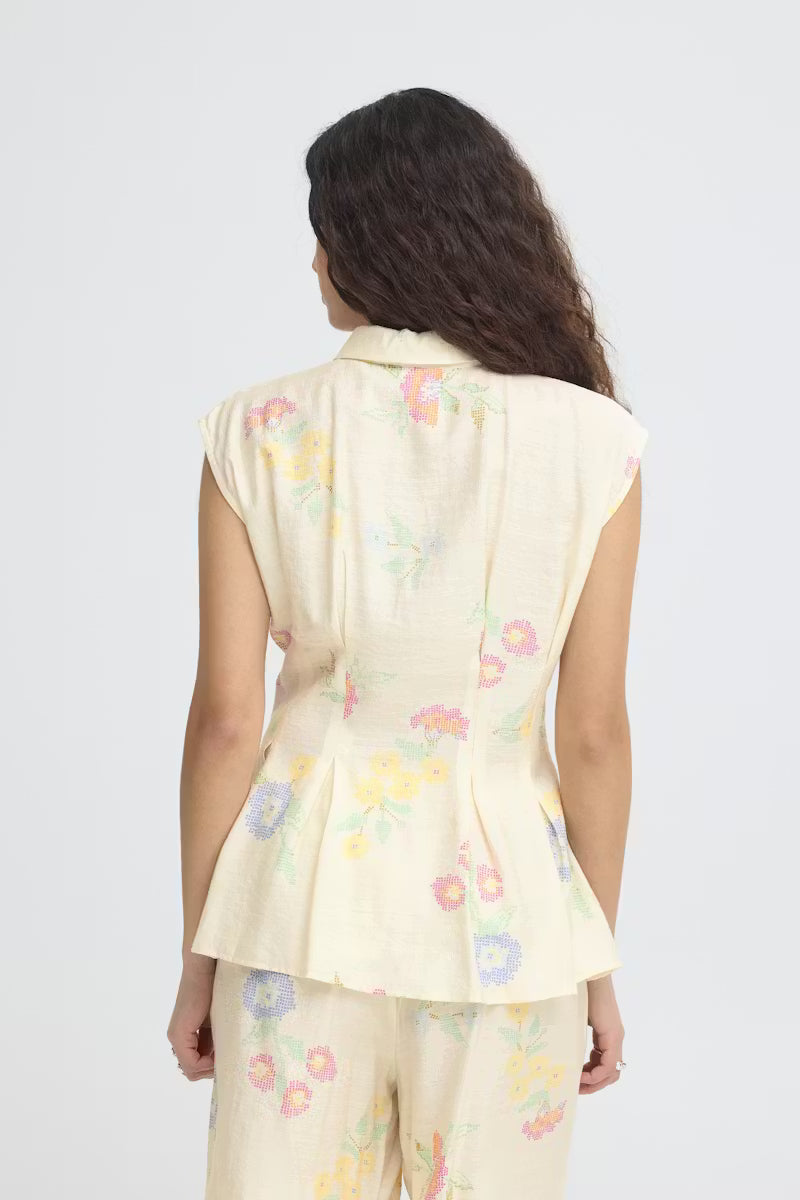 ICHI Ginni Shirt in Cross Stitch Flowers