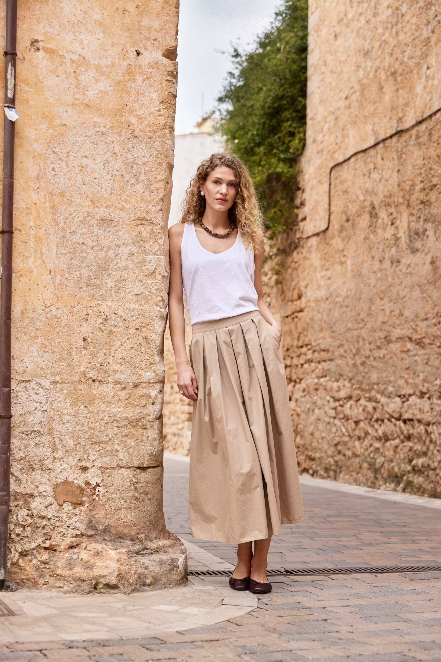FRANSA Giti Skirt in Savannah Tan