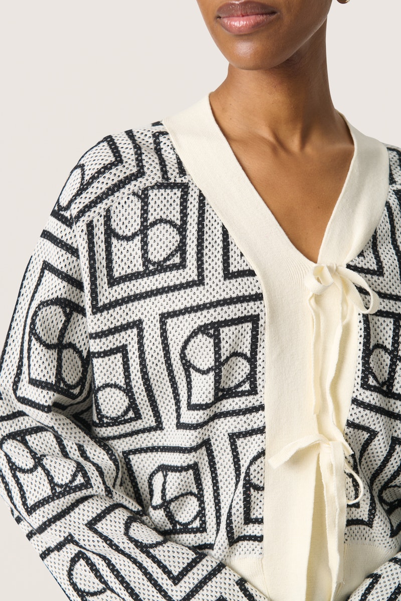 Soaked in Luxury Shonda Cardigan in  White and Black Monogram