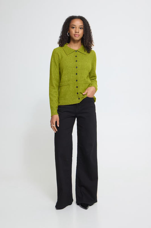 ICHI Dasila Cardigan in Calla Green