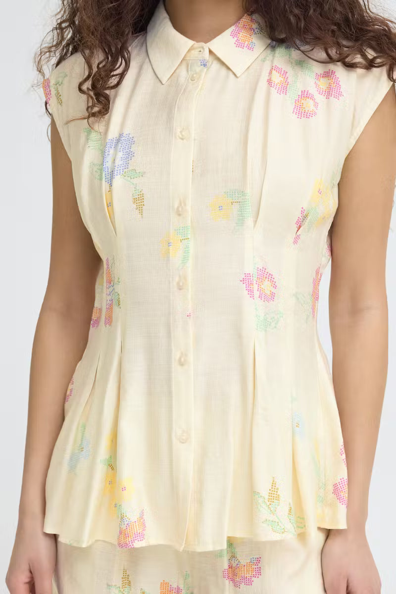 ICHI Ginni Shirt in Cross Stitch Flowers
