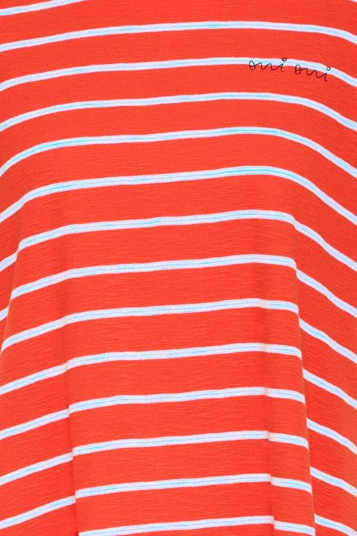 ICHI Nova SS Tee in Fiery Red / Powder Blue Stripe