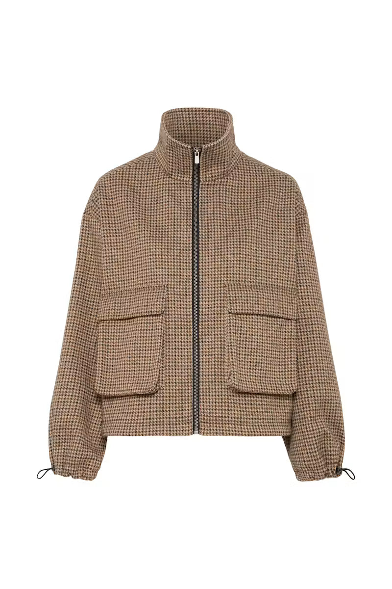 ICHI Esolu Jacket in Brown Check